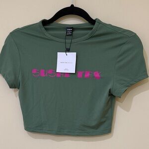 Olive Green Crop Top Women’s short-Sleeve size 6-Small